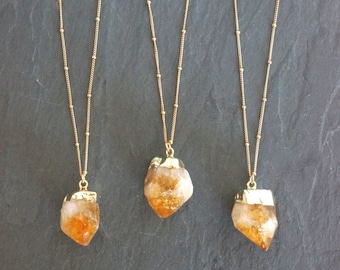 Citrine Necklace, Raw Citrine Necklace, Gold Citrine Necklace, Citrine Crystal Necklace, Crystal Necklace, Citrine Jewelry