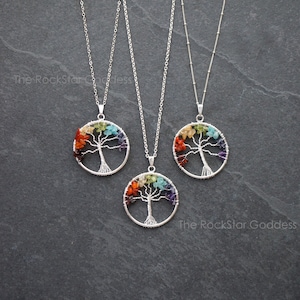 Tree Of Life Necklace, Chakra Jewelry, Chakra Necklace, Chakra Pendant, 7 Chakra, Sterling Silver Chain, Silver Chakra Jewelry