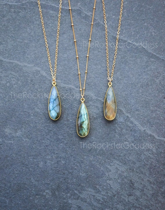 Gold Labradorite Necklace / Labradorite 