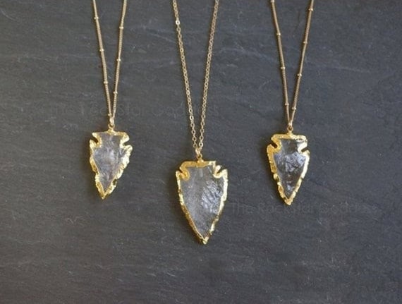 57mmx27mm-59mmx27mm Gold Plated 2 Pcs Arrowhead Pendant Necklace Pendant Jewelry DP029 Crystal Quartz Arrowhead Pendant