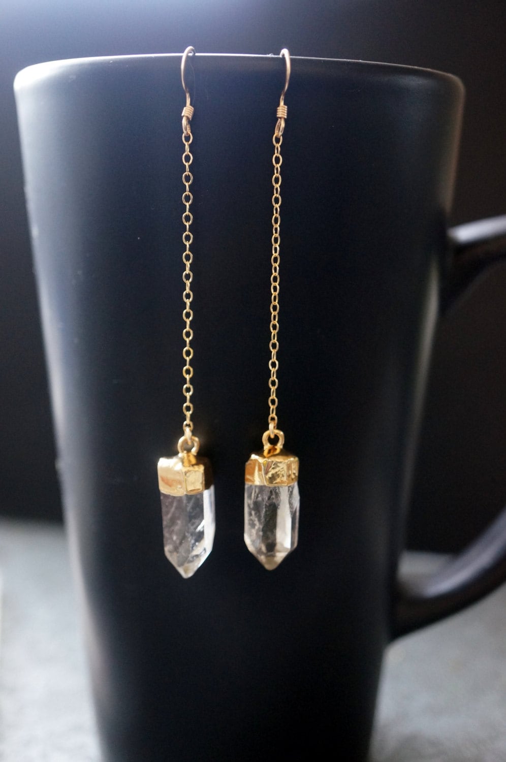 Quartz Earrings / Crystal Earrings / Gold Quartz Earring  / Quartz Cr…