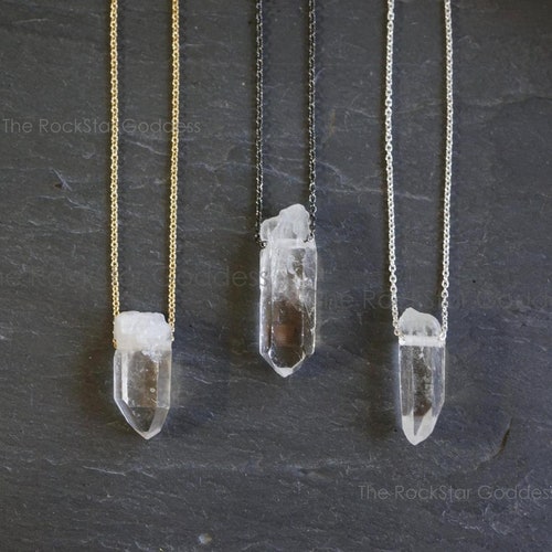 Raw Quartz Necklace / Men's Necklace 