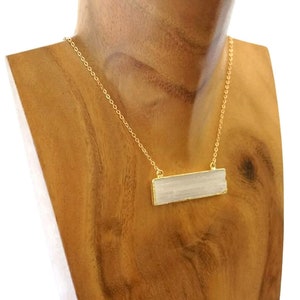 Selenite Necklace, Gold Selenite Necklace, Selenite Pendant, Raw Selenite, Selenite Crystal, Gold Selenite, Selenite Jewelry image 5