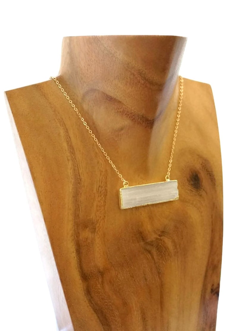 Selenite Necklace, Gold Selenite Necklace, Selenite Pendant, Raw Selenite, Selenite Crystal, Gold Selenite, Selenite Jewelry image 5