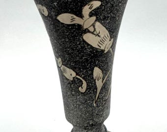 Vintage decorative etched/engraved metal flute goblets with floral design