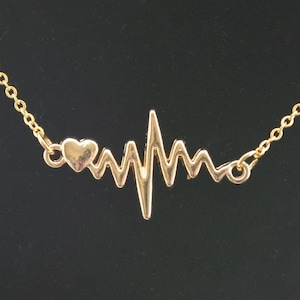 Heart Beat Necklace, Gold Heartbeat Necklace, Gift for a Nurse, EKG Necklace, Gift for a Doctor