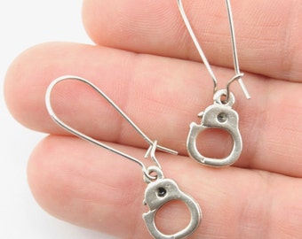 Silver Handcuff Earrings, Tiny Handcuff Earrings, Handcuff jewelry, Police Officer Gift