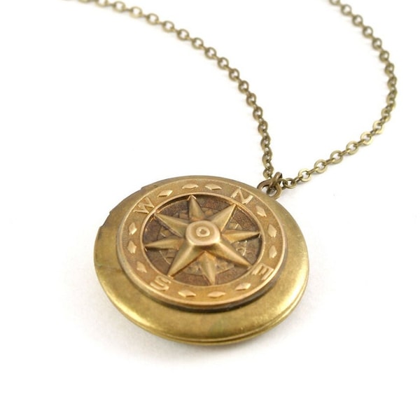 Compass Locket Necklace, Wanderlust Necklace, Compass Locket, Travelers Gift, Graduation Gift