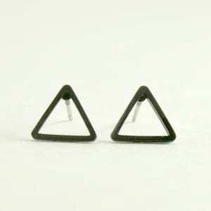 Minimalist Stud Earrings, Open Black Triangle Earrings, Geometric Post earrings, Triangle Stud Earrings, Black Hollow Triangle Earrings