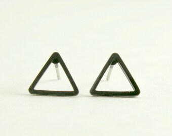 Minimalist Stud Earrings, Open Black Triangle Earrings, Geometric Post earrings, Triangle Stud Earrings, Black Hollow Triangle Earrings