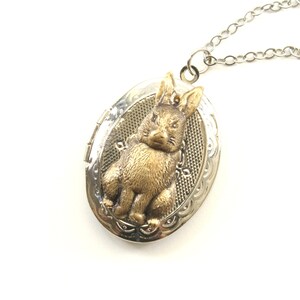 Rabbit Locket, Antiqued Gold Bunny Keepsake Oval Locket Necklace, Silver Locket, Oval Lockets, Native Sisters image 2