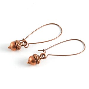 Little Tiny Acorn Earrings, Copper Acorn Earrings, Woodland Jewelry