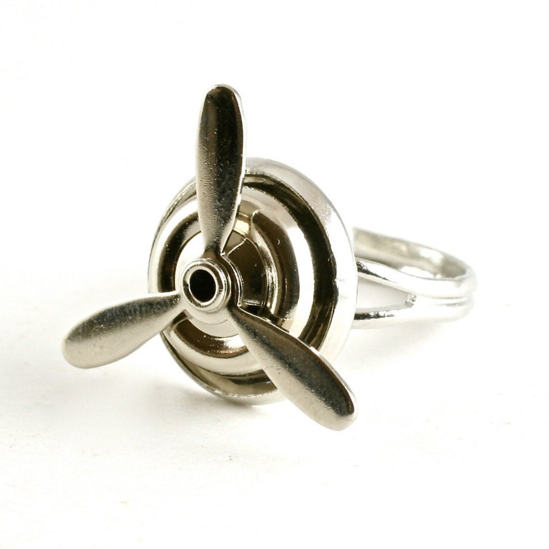 Silver Spinning Propeller Ring Aviation Jewelry Helicopter Etsy