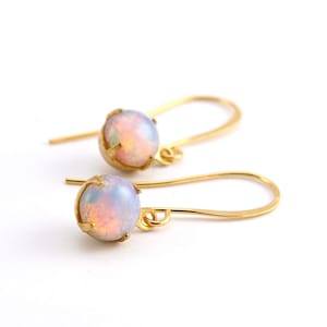 Opal Earrings, Vintage Fire Opal, Harlequin Opal, October Birthstone, Harlequin Opal Earrings image 1