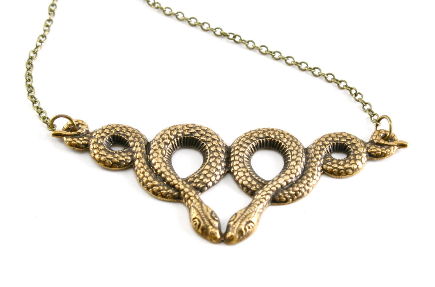 Snake Charmer Necklace Bronze Double Snake Necklace Antique Etsy