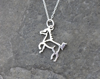 Horse Silhouette Sterling Silver Necklace