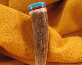 Antler Kilt Brooch Pin  by Forrest Forge, Deer Antler, Turquoise