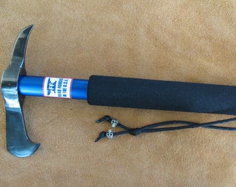 Custom Hand Hammered Tomahawk with Blue Aluminum handle