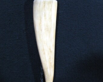 Bolo Tie, Deer Antler Tip, Turquoise, Red, Black Fiber Liner