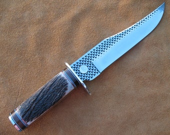 New Zealand Red Stag Antler Scale Handle Bowie