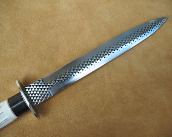 Fluted White Micarta Handle  Long Dagger