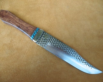 Custom Rosewood and Turquoise Coffin Handle Bowie Knife