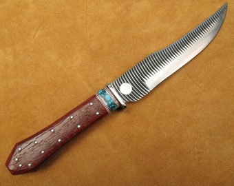 Custom Cocobolo Coffin Handle Bowie Knife with Silver Tacks