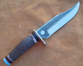 New Zealand Red Stag Antler with Turquoise Handle Bowie