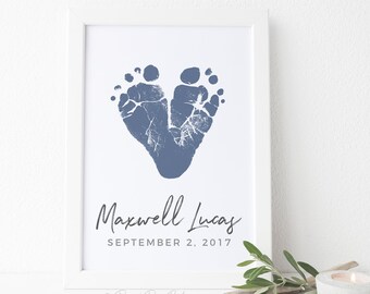 Baby Footprint Art Etsy