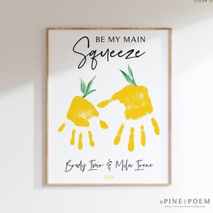 Handprint Lemon Art Print, Grandparent Gift, Kids Fruit Poster, 8x10 or 11x14 UNFRAMED