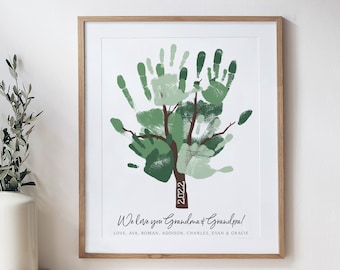 Grandparent Gift Handprint Tree Art Print, Alternative Family Portrait, Personalized with your custom hands, 11x14 or 13x19 in UNFRAMED