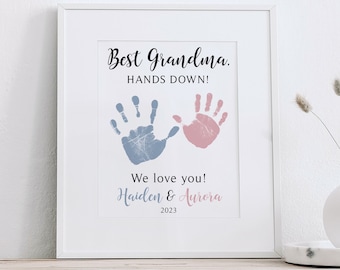 Handprint Gift for Grandma from Kids, Personalized Mother's Day, Birthday, Best Grandmother Hands Down Art Print, 8x10 or 11x14 UNFRAMED
