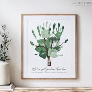 Grandparent Gift Handprint Tree Art Print, Alternative Family Portrait, Personalized with your custom hands, 11x14 or 13x19 in UNFRAMED