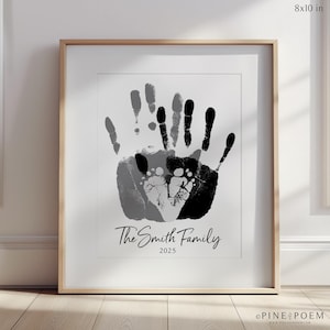 Personalized Family Portrait Art, Handprint & Footprint Family Gift for New Dad, First Father&#39;s Day, Your Child&#39;s Feet, 8x10 in UNFRAMED