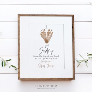 Personalized Footprint Art Print, First Father's Day Gift (UNFRAMED)