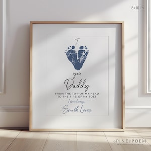First Valentine's Day Gift for New Dad, Baby Footprint Art Print