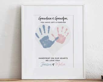 Valentine's Day Gift for Grandparents, Grandma, Grandpa, Personalized Handprint Art Print, Your Child's Hands UNFRAMED 8x10 or 11x14