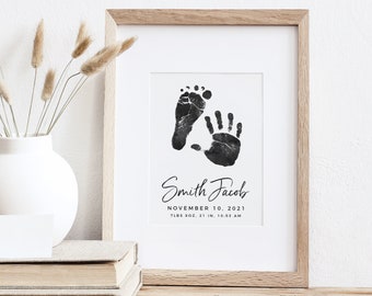Baby Handprint Footprint Art Print, Keepsake Gift for New Baby, Personalized with Your Child's Feet, 5x7, or 8x10 inches UNFRAMED