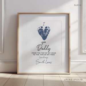 Personalized Footprint Art Print, Father's Day Gift, New Dad (UNFRAMED)