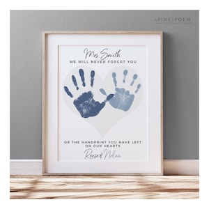 Personalized Daycare Babysitter Gift: Handprint Heart Art Print (UNFRAMED)