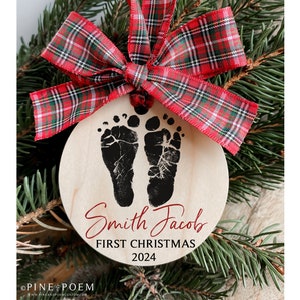 Personalized Baby Footprint Ornament First Christmas, New Mom Holiday Gift, Your Child&#39;s ACTUAL footprints