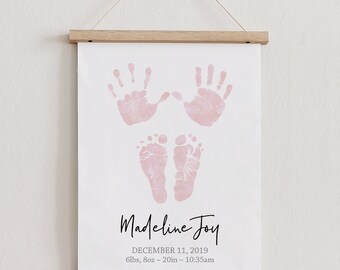 Personalized Baby Footprint and Handprint Art Print: Custom