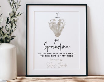 Gift for Grandma from Baby Personalized Mother's Day Gift for New Grandmother Footprint Art Print, Your Child's Feet, 8x10 or 11x14 UNFRAMED