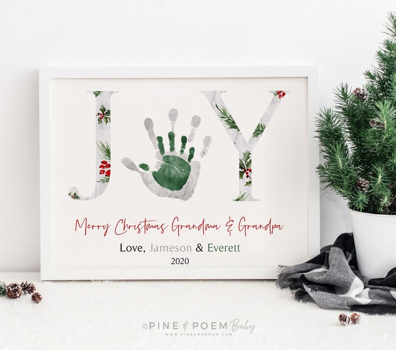 Personalized Christmas Gift for Grandparents Joy Handprint Etsy