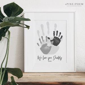 Gift for Dad, Father's Day, Baby & Daddy Handprint Art, Personalized Valentines, Birthday Day Gift, Your Child's Hands, 8x10 inches UNFRAMED