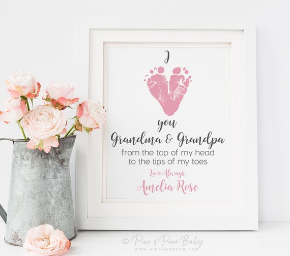 Gift For Grandparents Personalized I Love You Baby Footprint Etsy Gift For Grandparents Personalized I Love You Baby Footprint Etsy