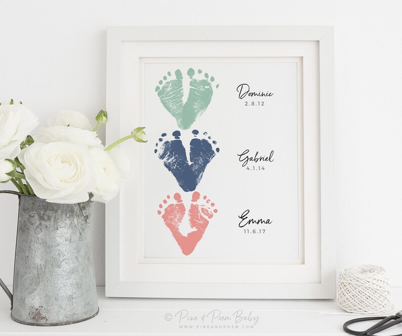Gift for Grandma from Grandchildren Baby Footprint Art Print Etsy
