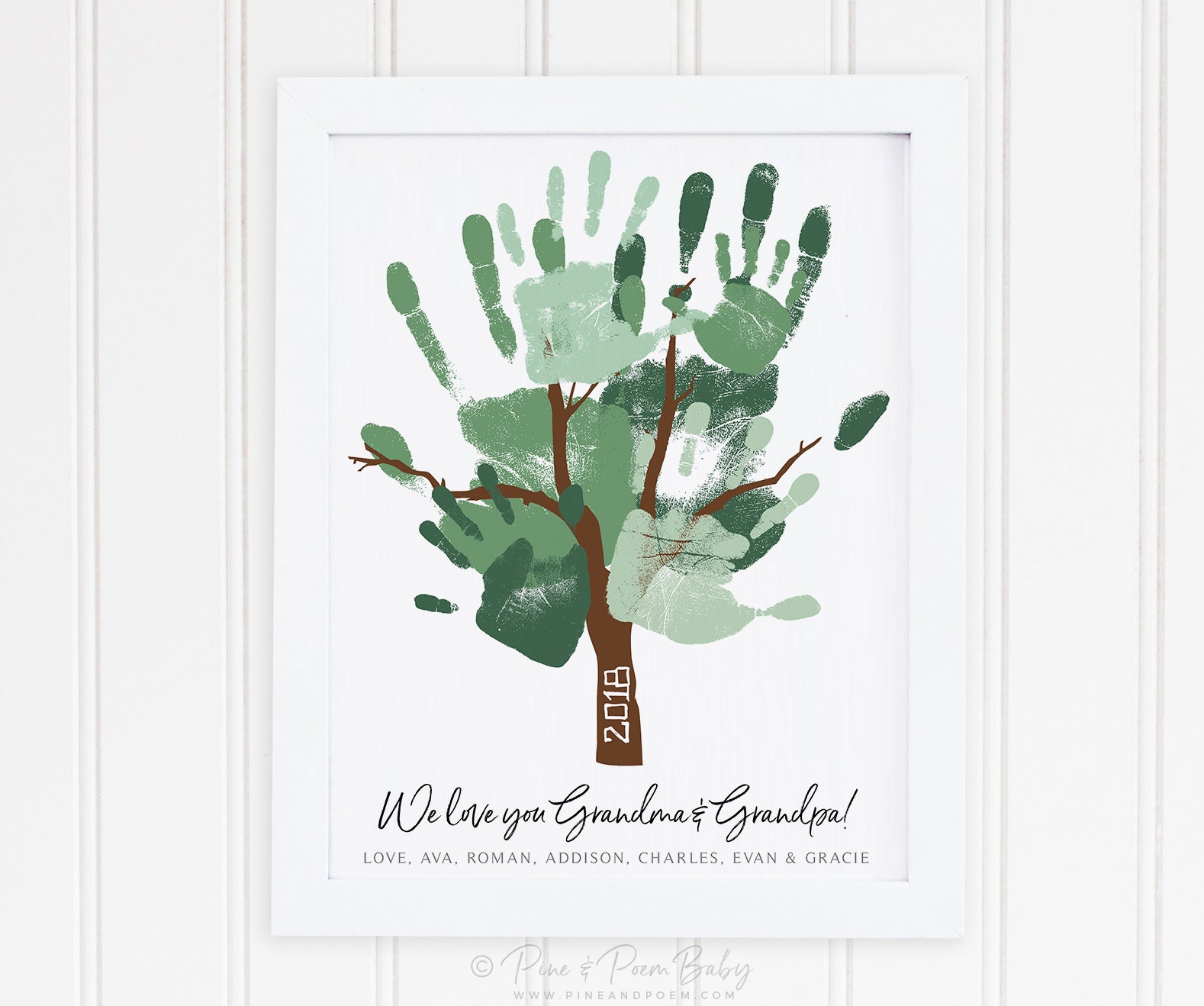 Grandparents Gift Handprint Tree Art Alternative Family Etsy