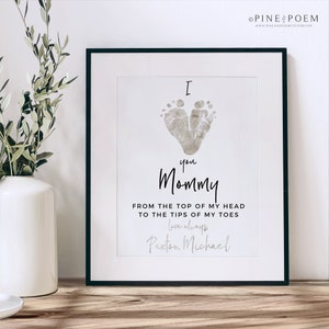 Gift for Mom from Son, First Mother's Day Gift, Personalized New Mommy Baby Footprint Art Print, Your Child's Feet 8x10 or 11x14 UNFRAMED image 4