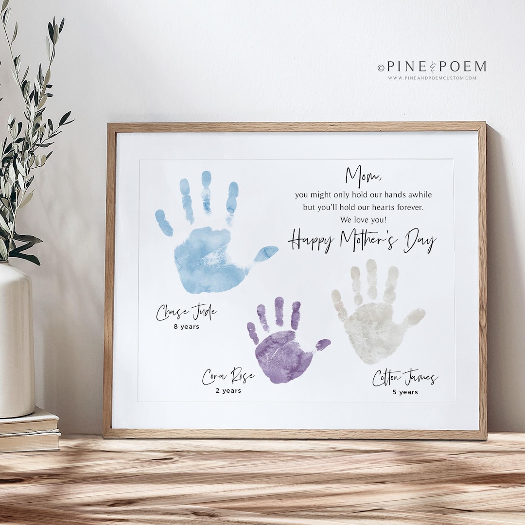 Handprint Gift for Mom From Kids, Personalized Art Print for Mother's ...